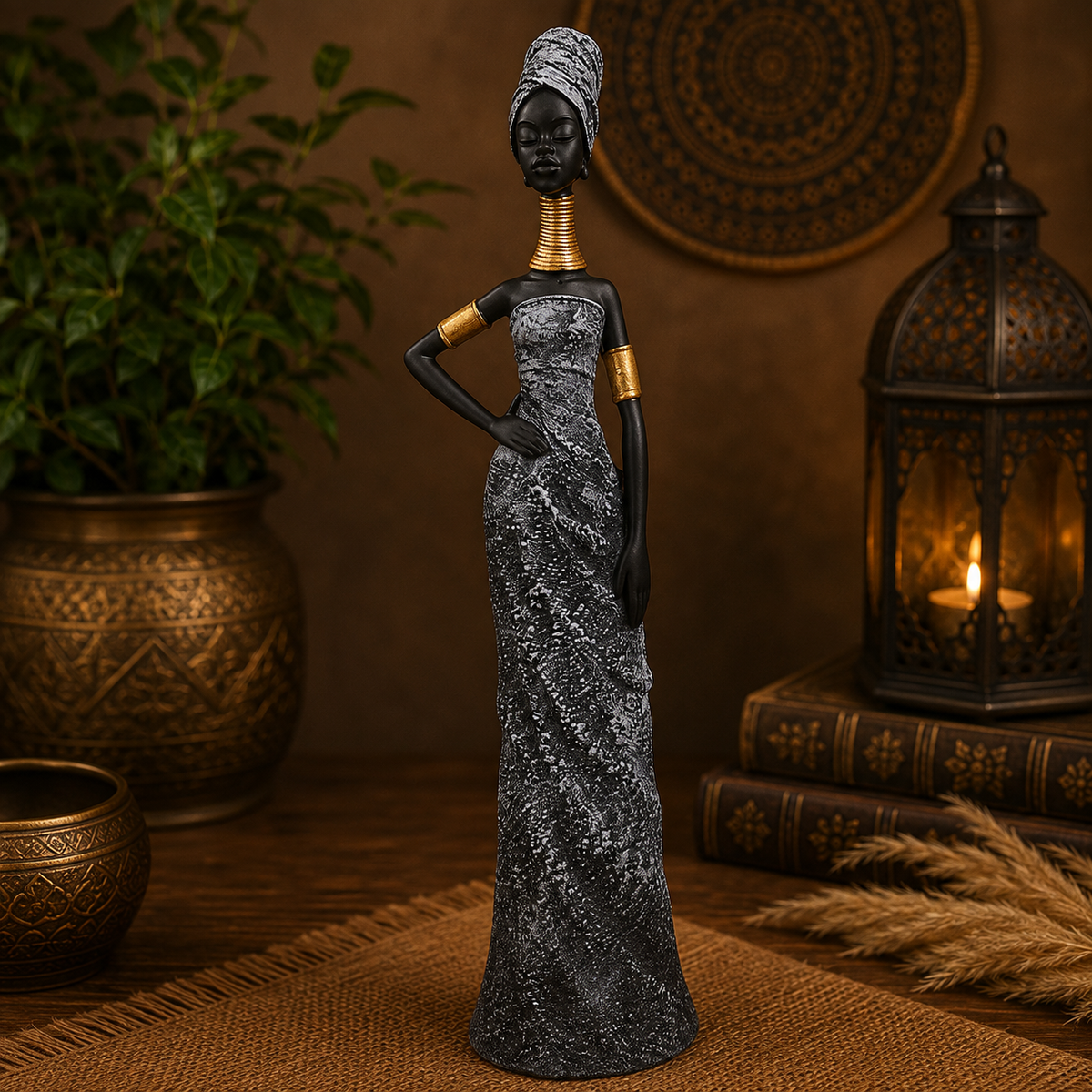 FIGURA AFRICANA DECORATIVA (ALTURA 31CM)